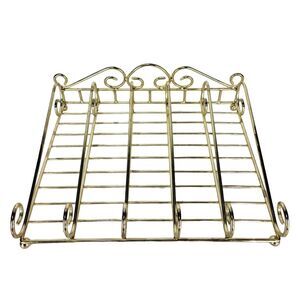 Vintage Spice Rack Buffet Flatware Caddy Tray Gold Scroll Tabletop Footed